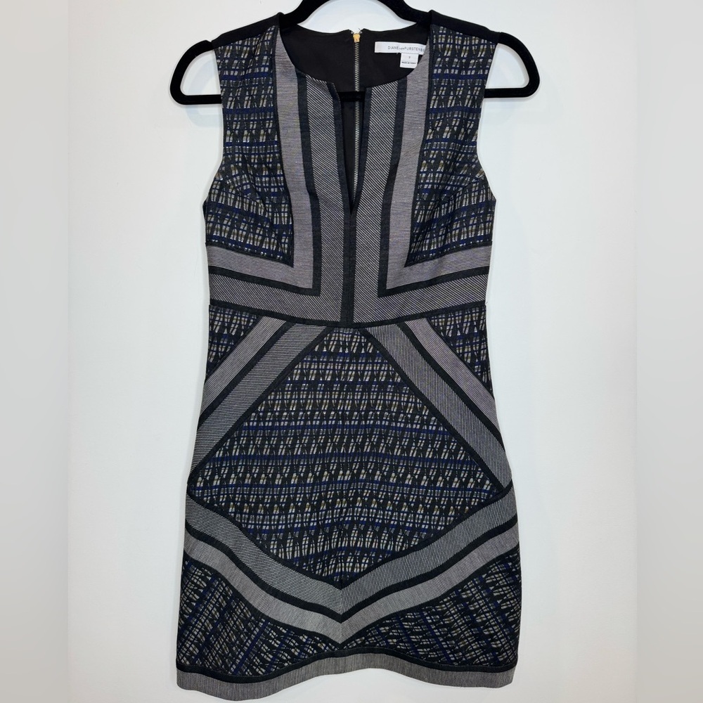 Diane Von Furstenberg Size 2 Textured jacquard Amanda scarf Dress designer - Picture 2 of 8